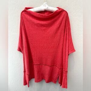 WE THE FREE | Free People Red Oversized Cowl Neck Tunic Top Long Sleeve | Small